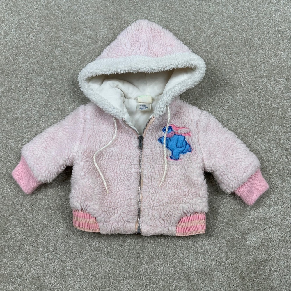 Vintage Sesame Street Cookie Monster Pink Sherpa Fleece‎ Jacket Baby Size 1